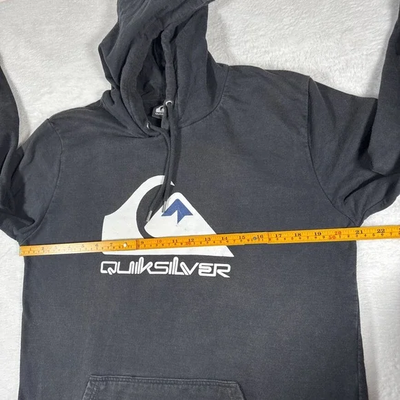 Vintage Quiksilver Hoodie Mens Large Black Pullover Skate Surfer Sweatshirt Y2K - Picture 8 of 14